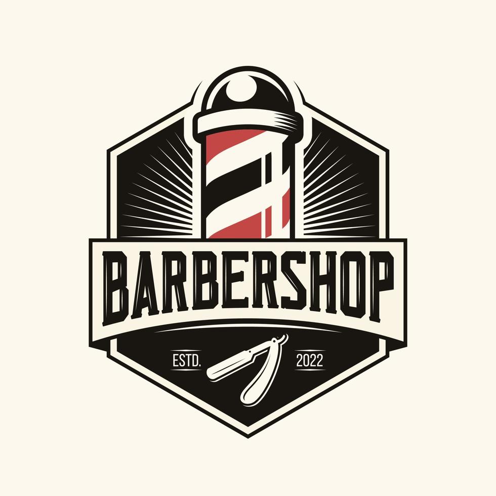 plantilla de vector de diseño de logotipo de barbería vintage