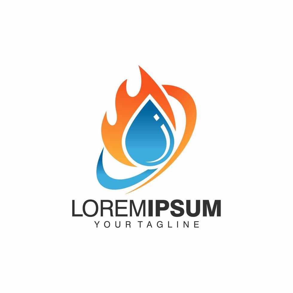 plantilla de vector de diseño de logotipo de fuego y agua