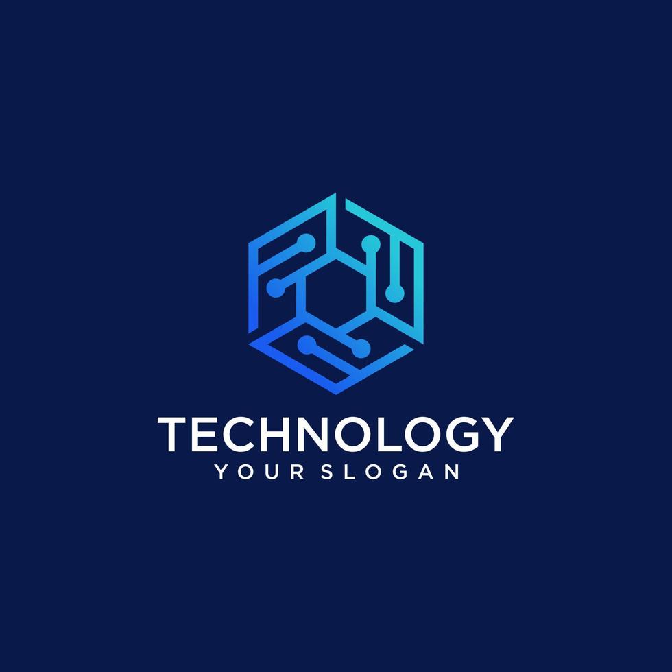 Modern Hexagon tech logo designs concept vector, Hexa Technology logo template vector