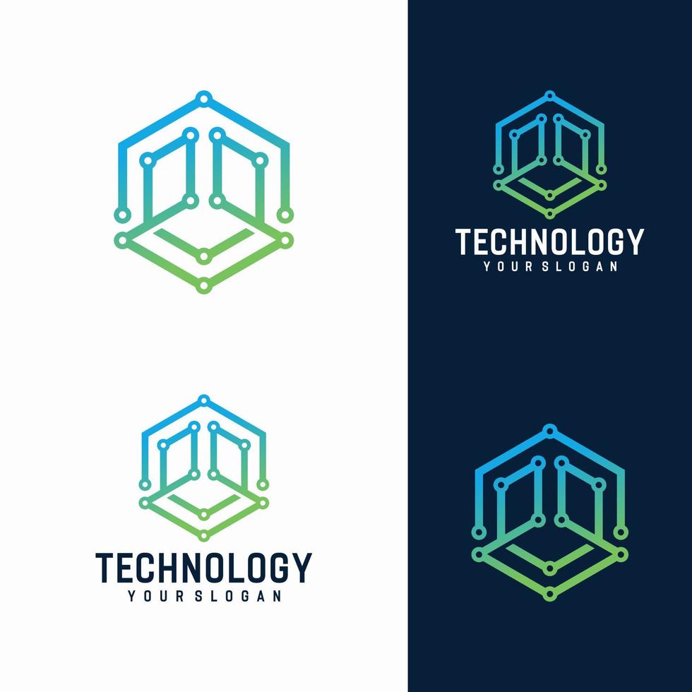 Modern Hexagon tech logo designs concept vector, Hexa Technology logo template vector
