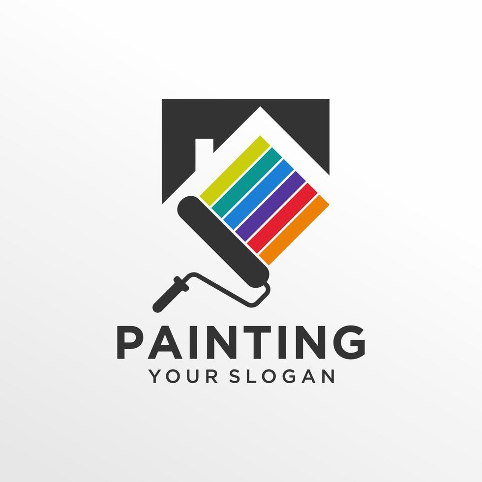 plantilla de vector de diseño de logotipo de pintura de casa