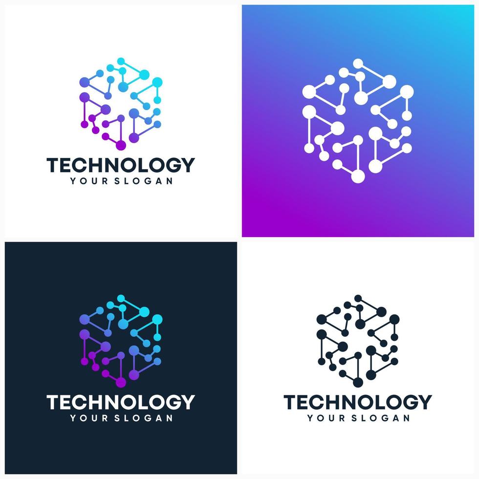 Modern Hexagon tech logo designs concept vector, Hexa Technology logo template vector
