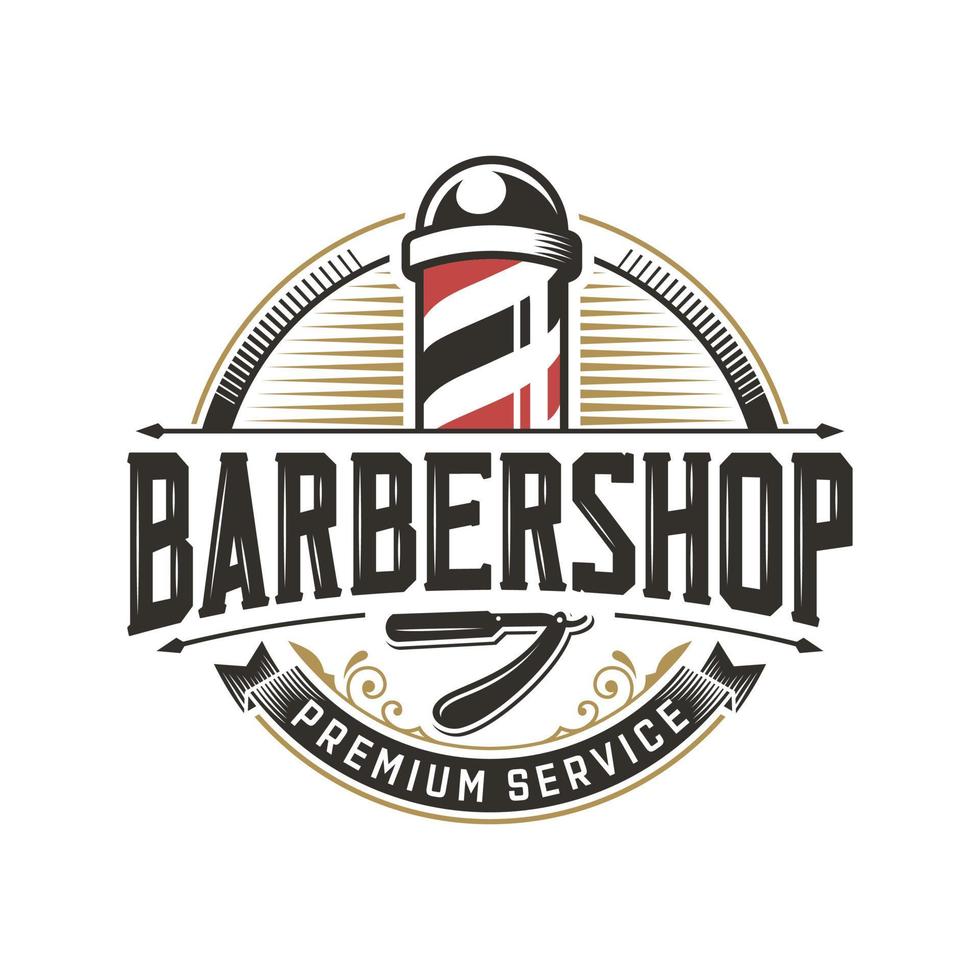 Vintage Barbershop Logo Design Vector Template