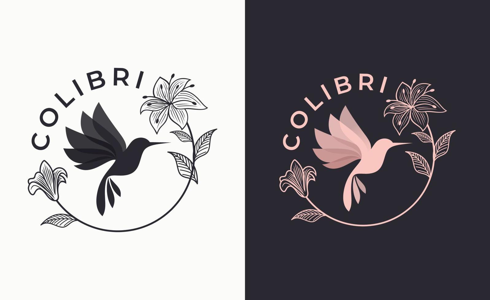 Hummingbird bird flower tropical logo illustration vector
