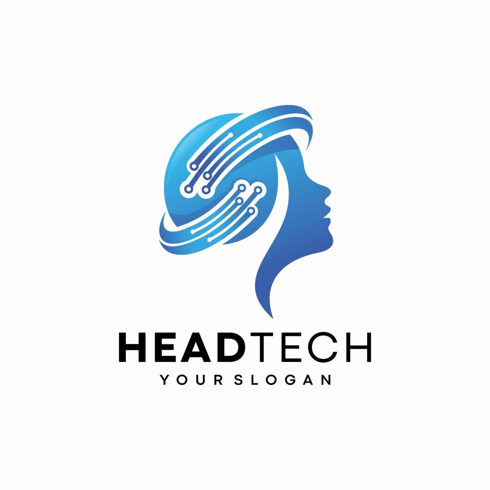 head human smart technology logo vector, Brain human Artificial logo type, icon vector, smart tech logo vector