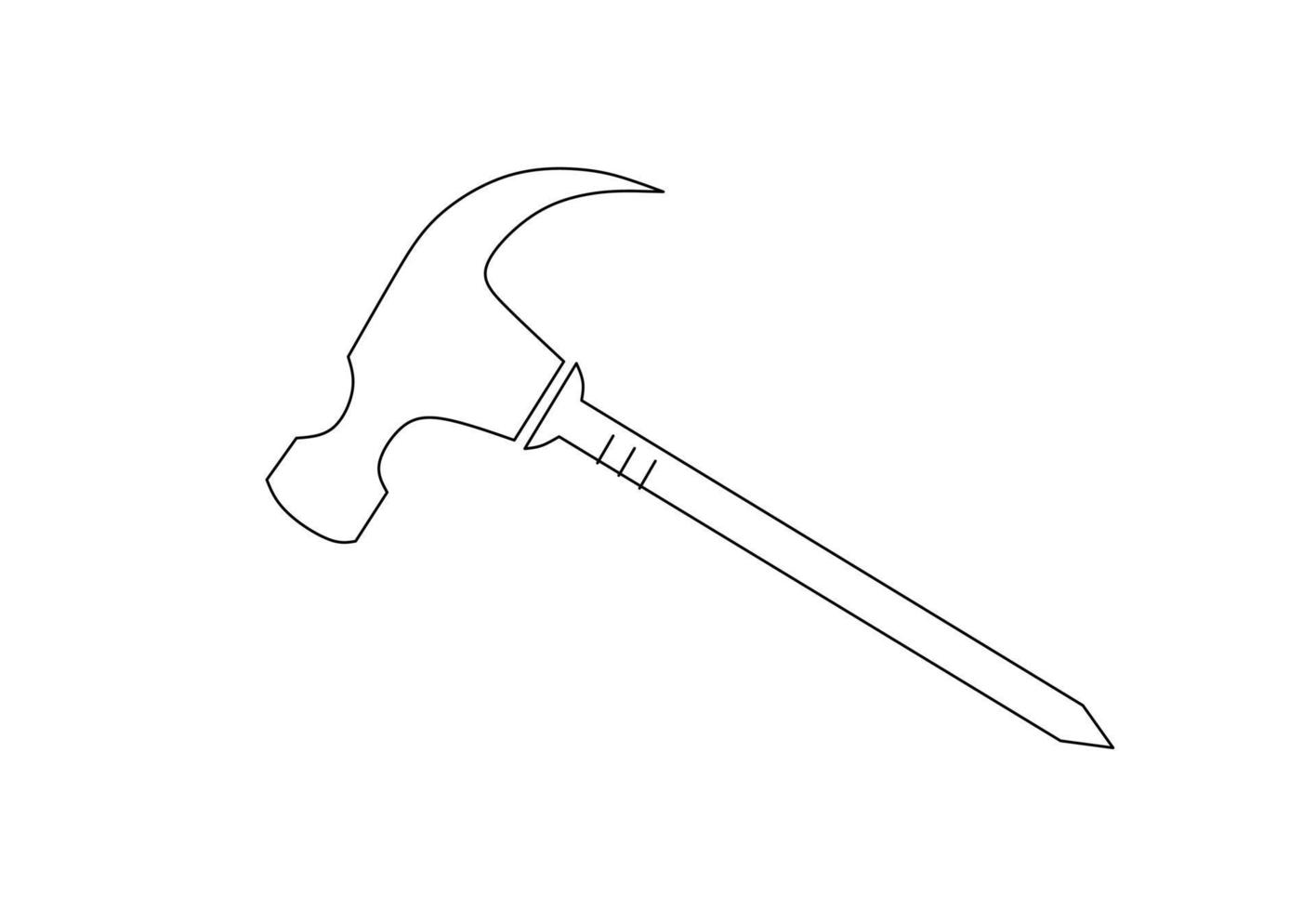 outline hammer nail icon vector