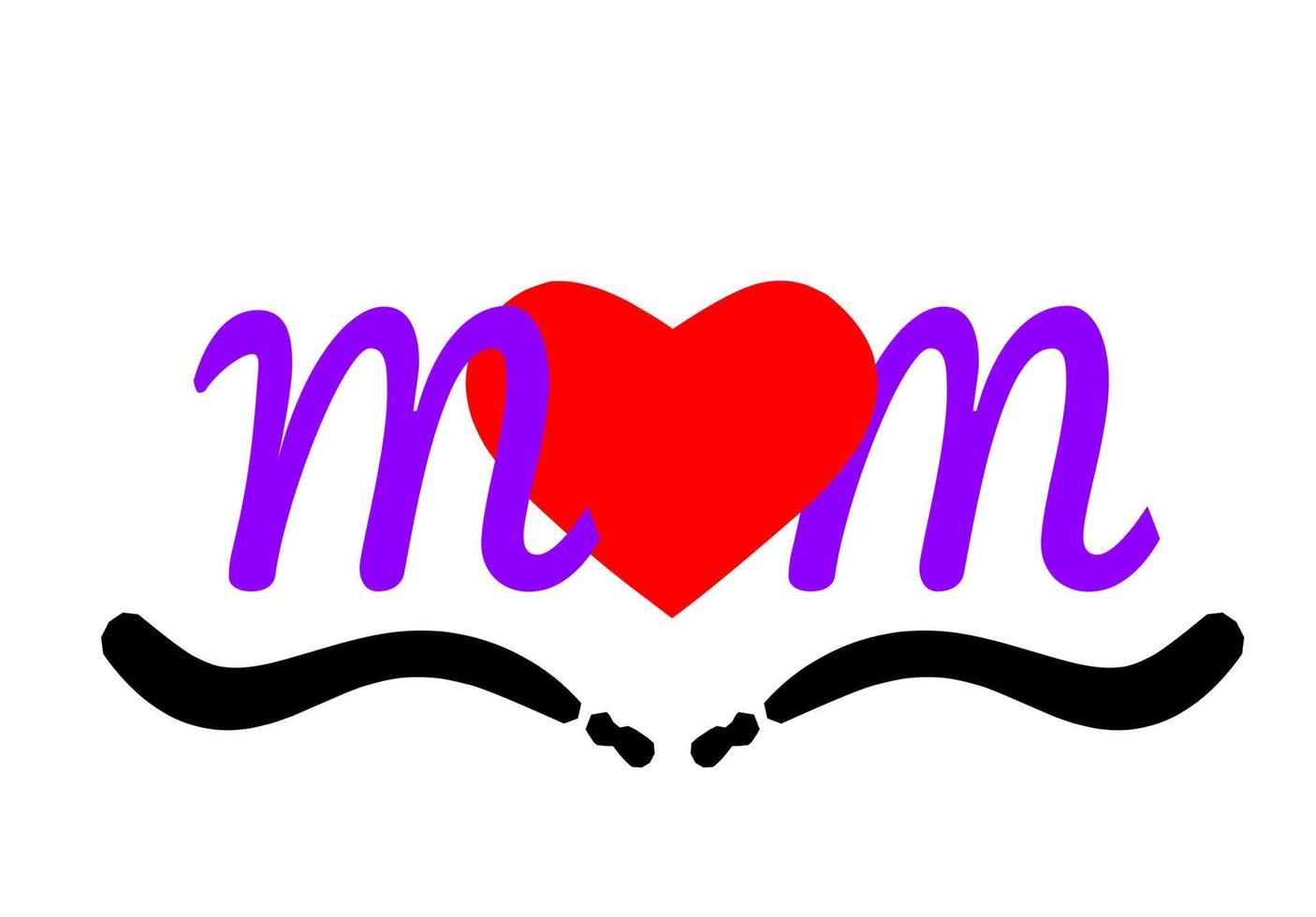 letras de mamá con corazón rojo. diseño de iconos ilustración aislada sobre fondo blanco. ama el concepto de mamá. feliz día de la madre vector