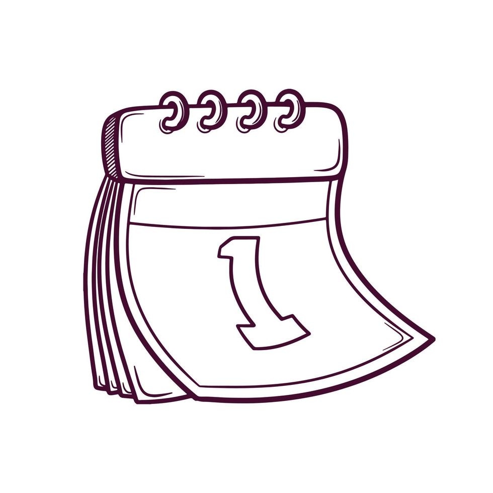 hand drawn daily calendar doodle illustration vector