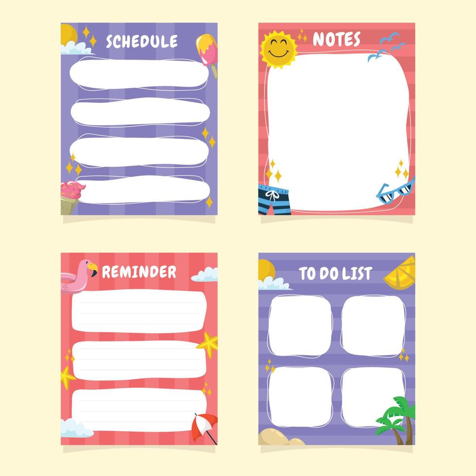 Journal Template Summer Holiday Pages Series vector