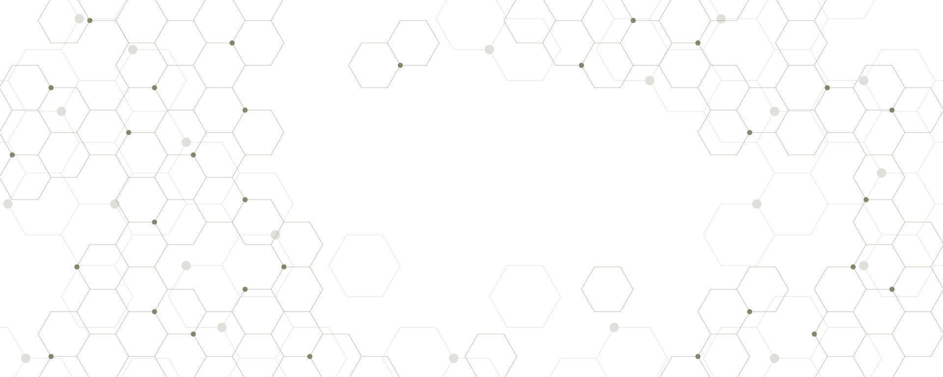 White banner with tech hexagon pattern design vector