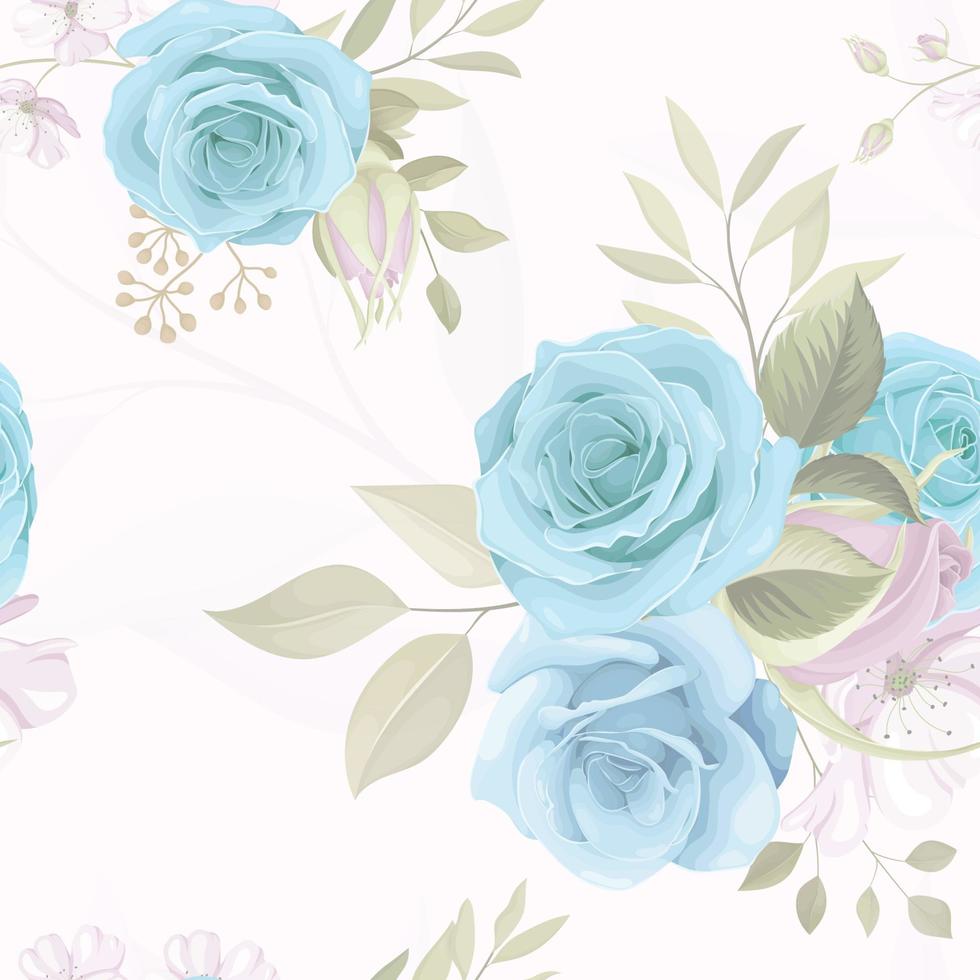 Beautiful seamless pattern design with blue floral design vector