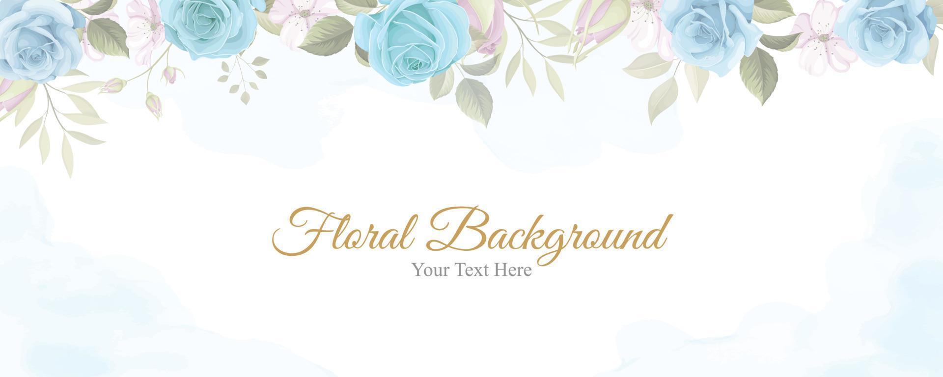 Beautiful flower banner with blue flowers vector