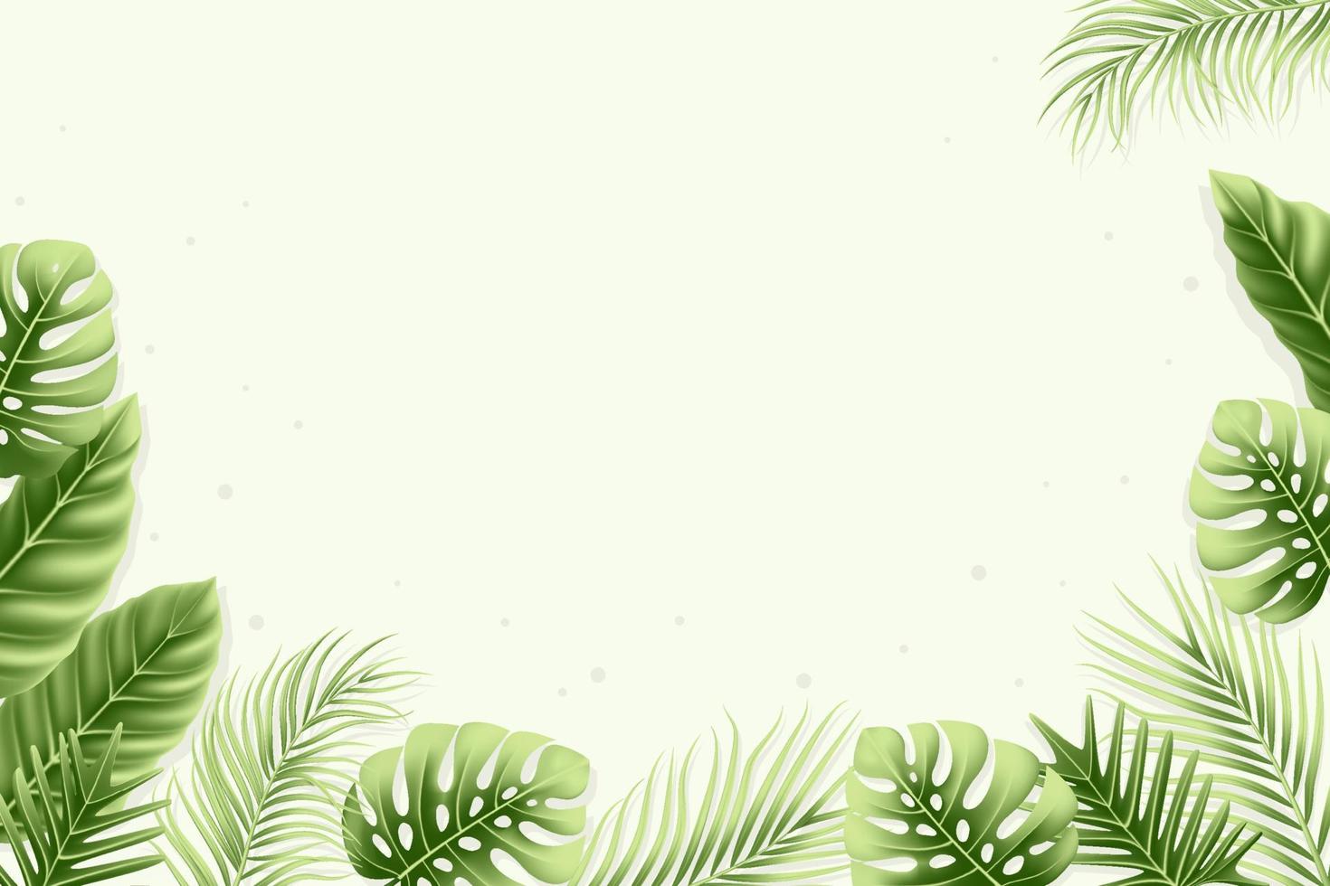 Summer background with realistic tropical leaves vector