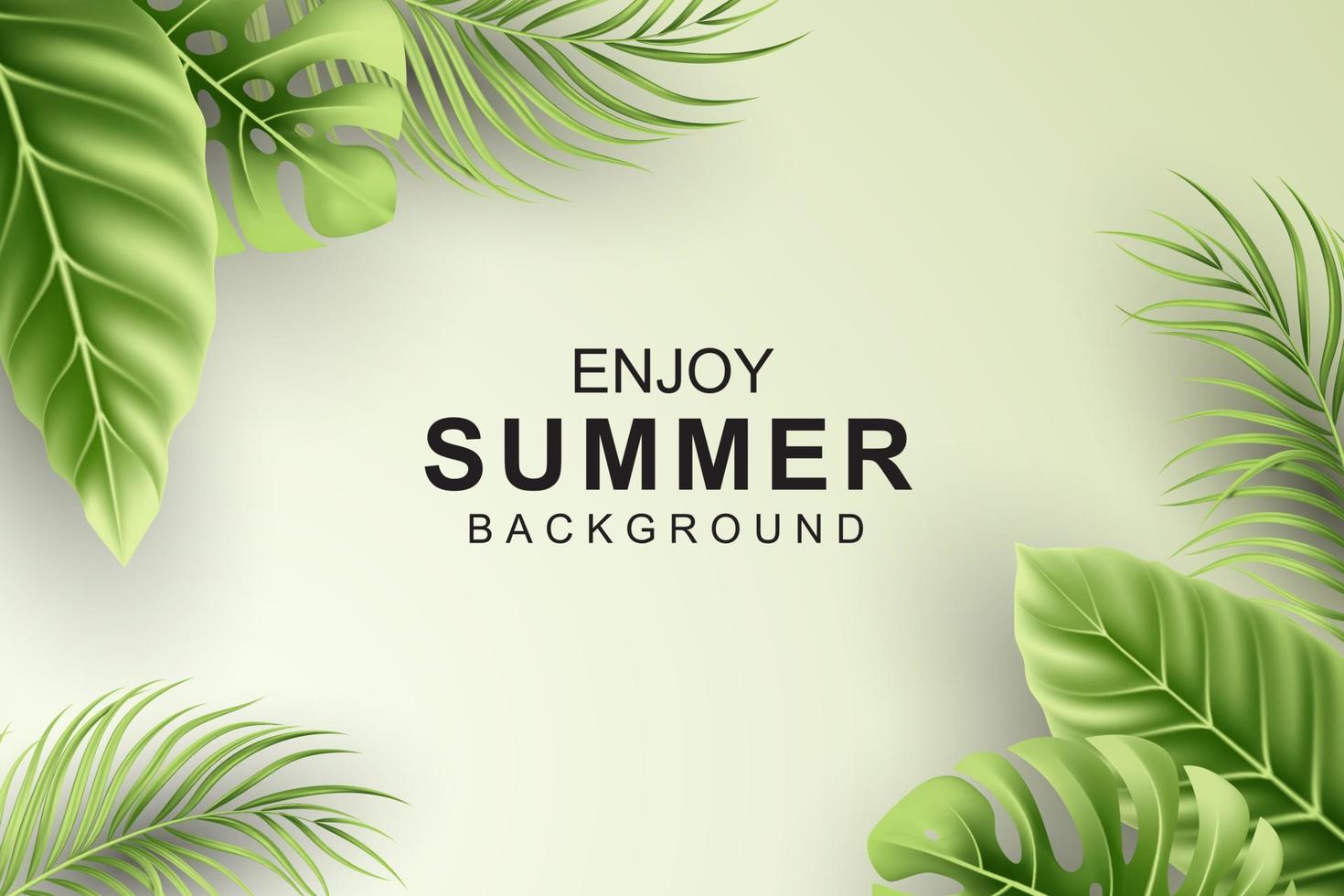 Summer background with realistic tropical leaves vector