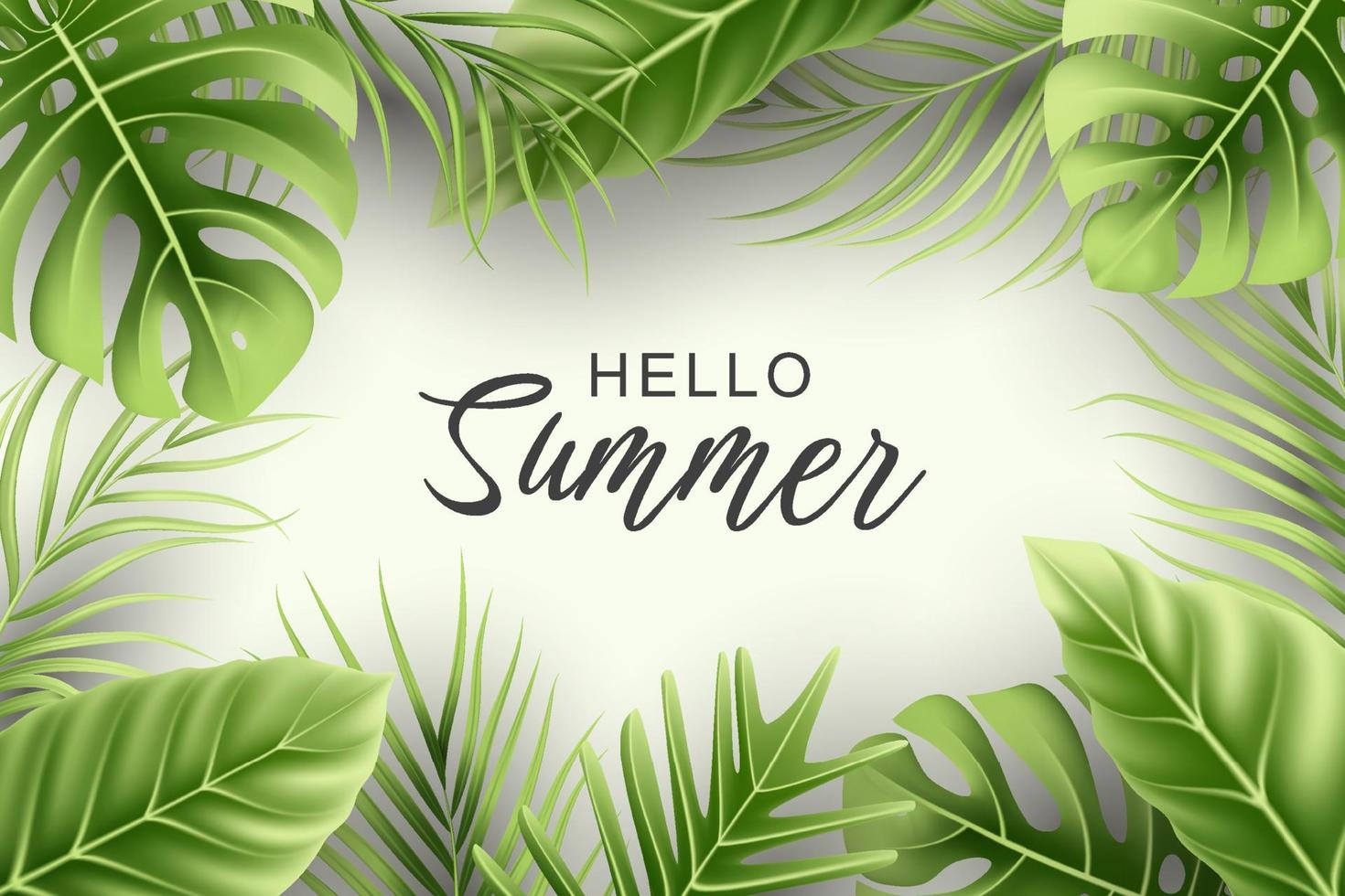 Summer background with realistic tropical leaves vector