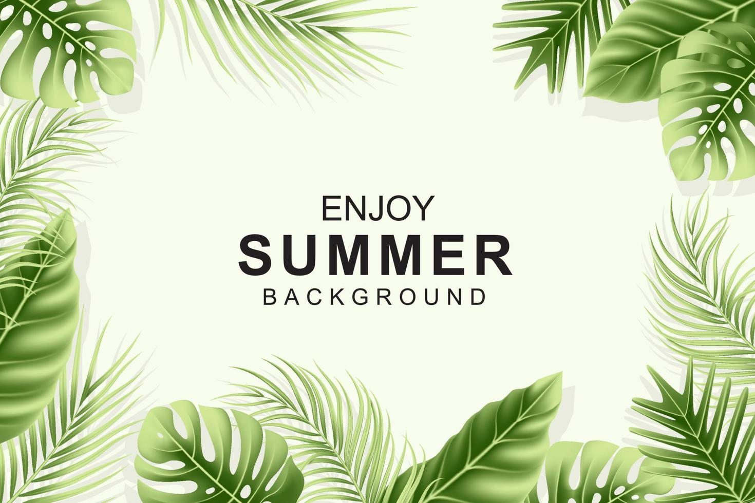 Summer background with realistic tropical leaves vector
