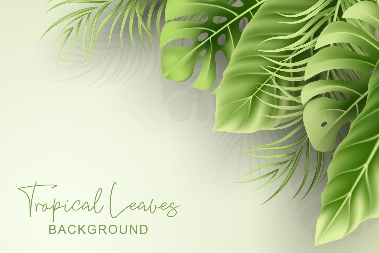 Summer background with realistic tropical leaves vector