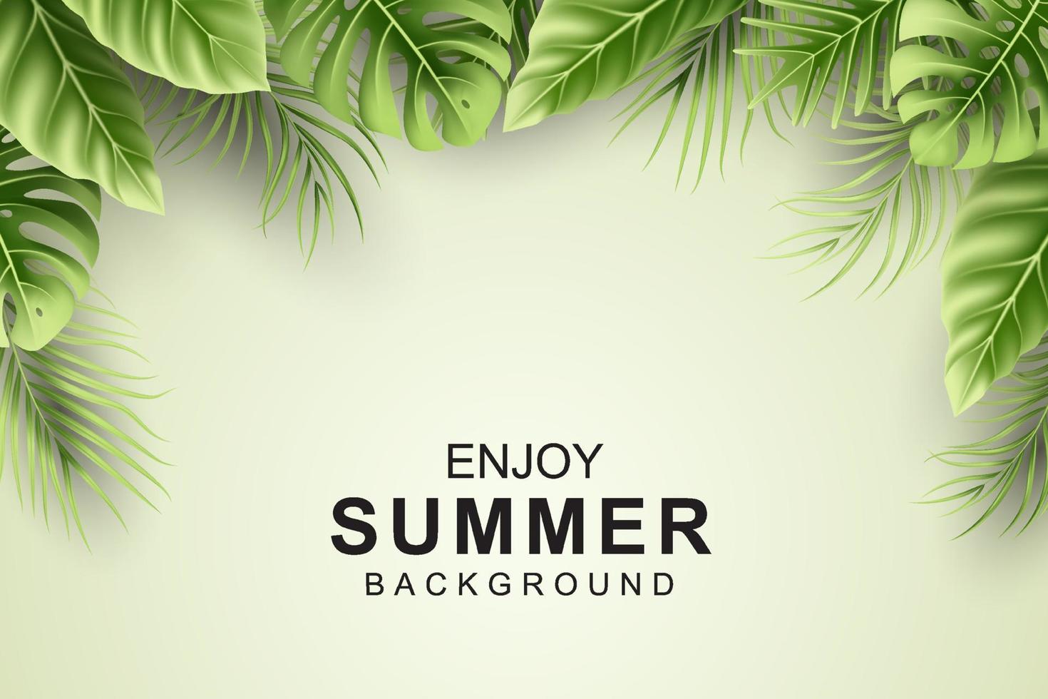 Summer background with realistic tropical leaves vector