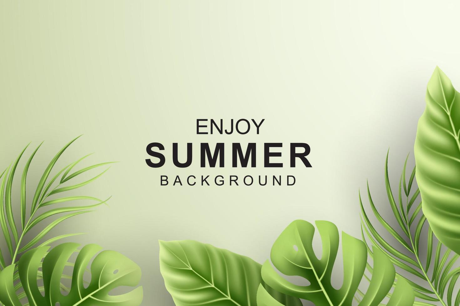 Summer background with realistic tropical leaves vector