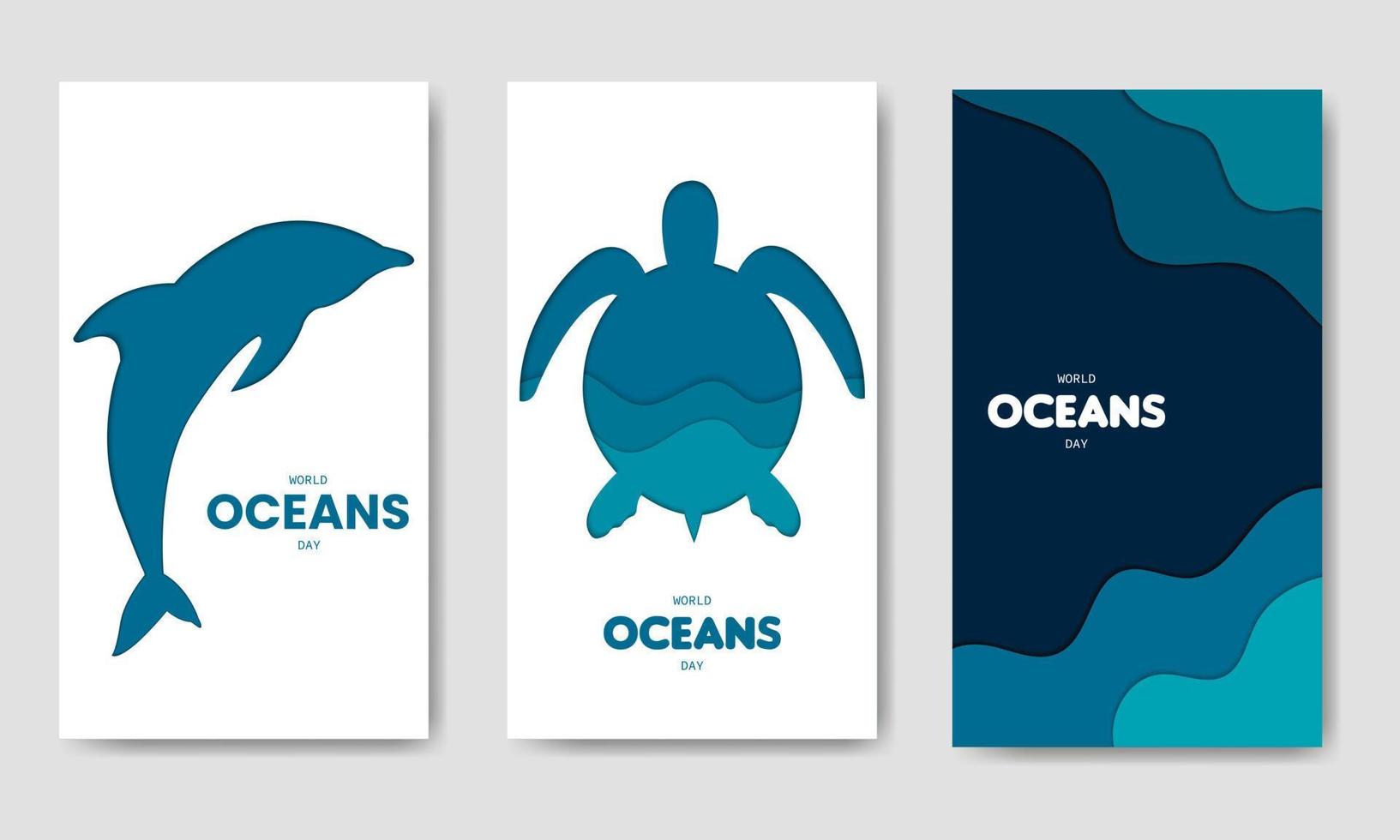 World Oceans Day Simple Template Bundle vector