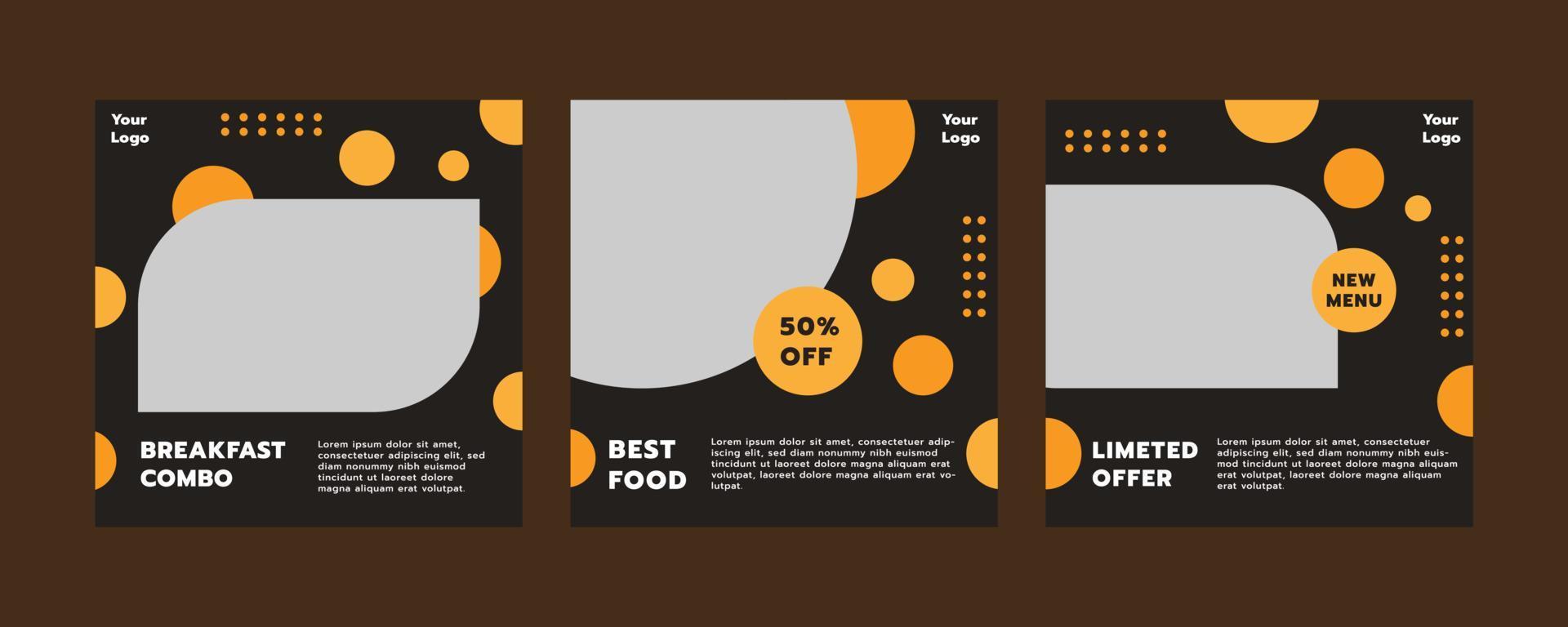 Food social media post template vector