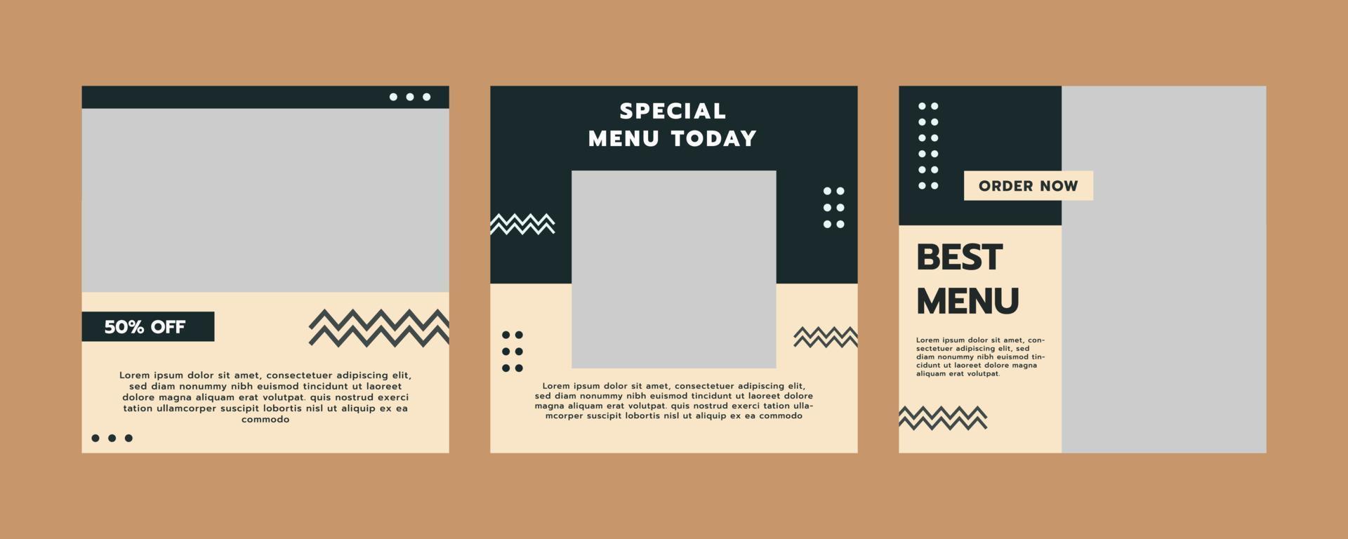 Coffee shop social media post template vector