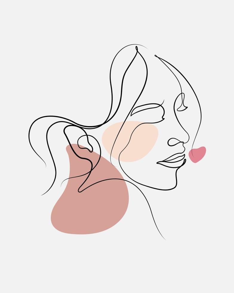 woman face line art flourish vector illustration