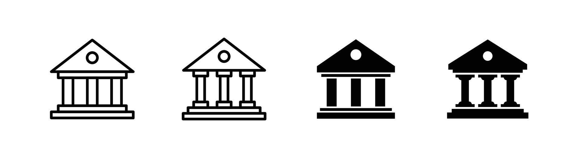 Bank icon design element, outlined editable stroke and flat style vector