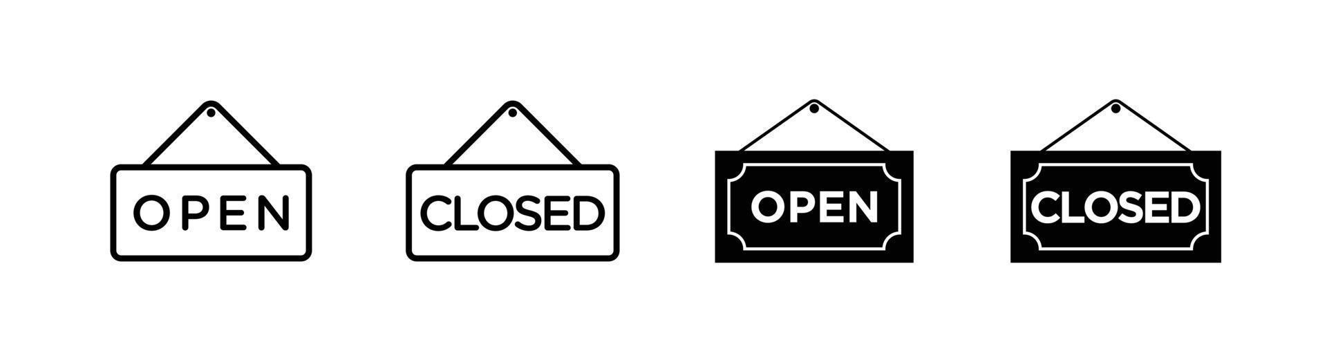 signo abierto y cerrado, elemento de diseño de icono de aviso de tienda vector
