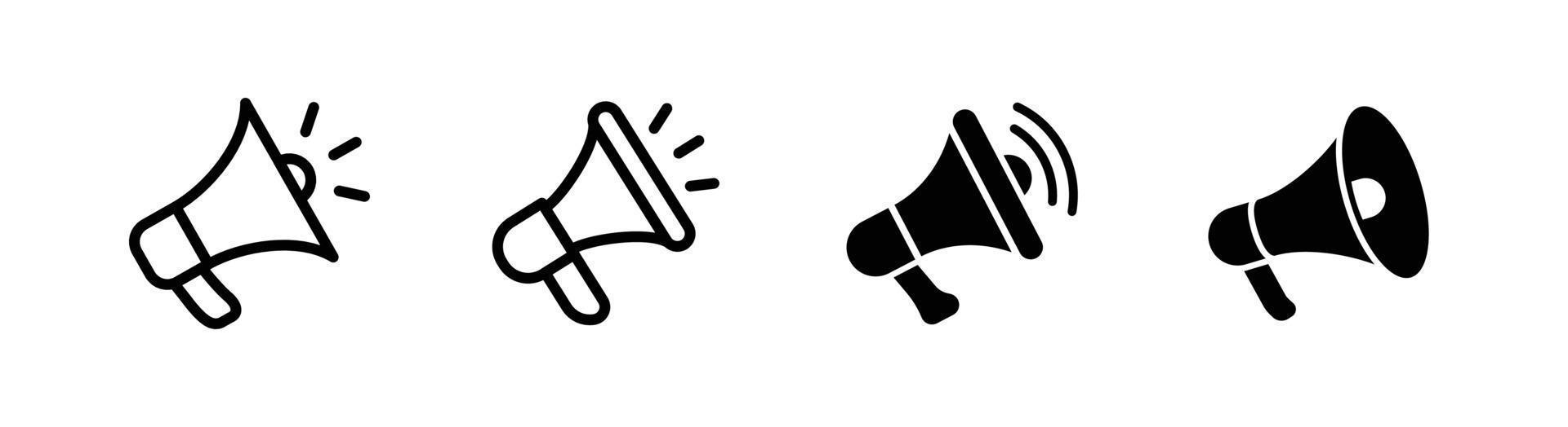 Megaphone set, outlined style and flat style or glyph vector