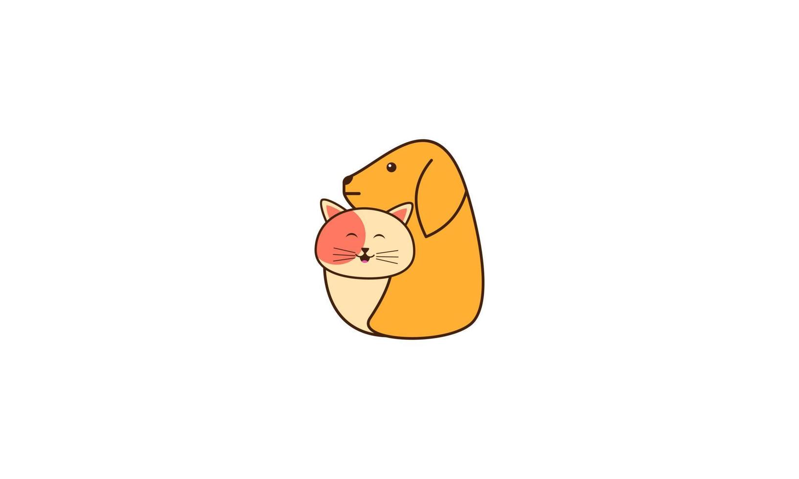 Cute cat and dog friend cartoon vector illustration. Animal friend icon concept