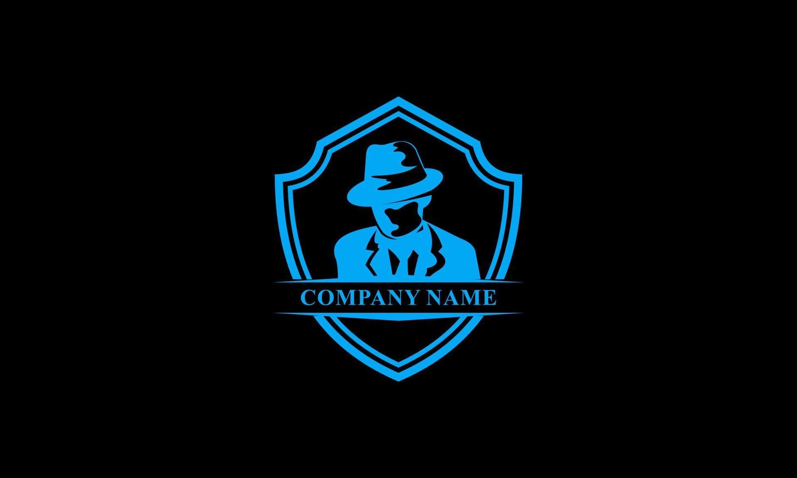 Mafia logo emblems with character abstract silhouette men head in hat . Vintage vector illustration