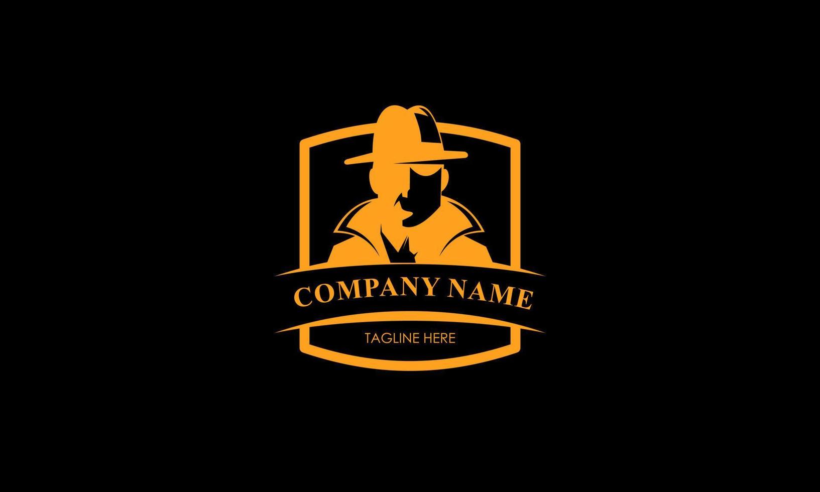 Mafia logo emblems with character abstract silhouette men head in hat . Vintage vector illustration
