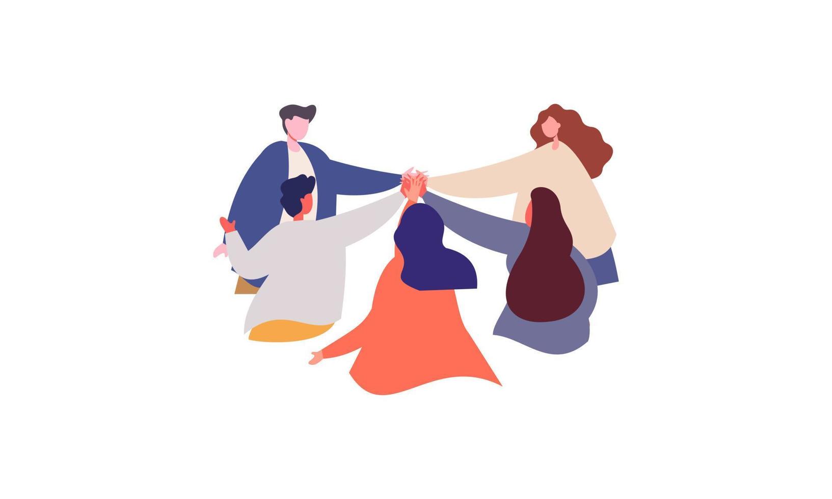 Team of business people celebrate success in work collaboration together, giving high five with joy vector