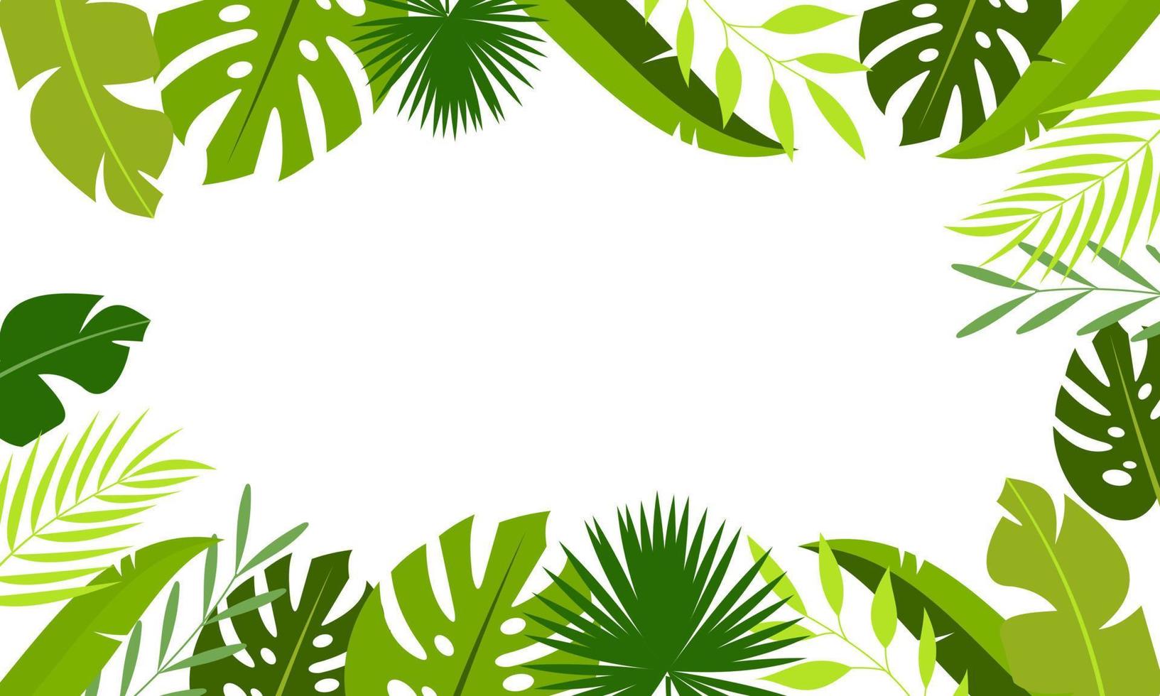 Flat tropical leaves background vector