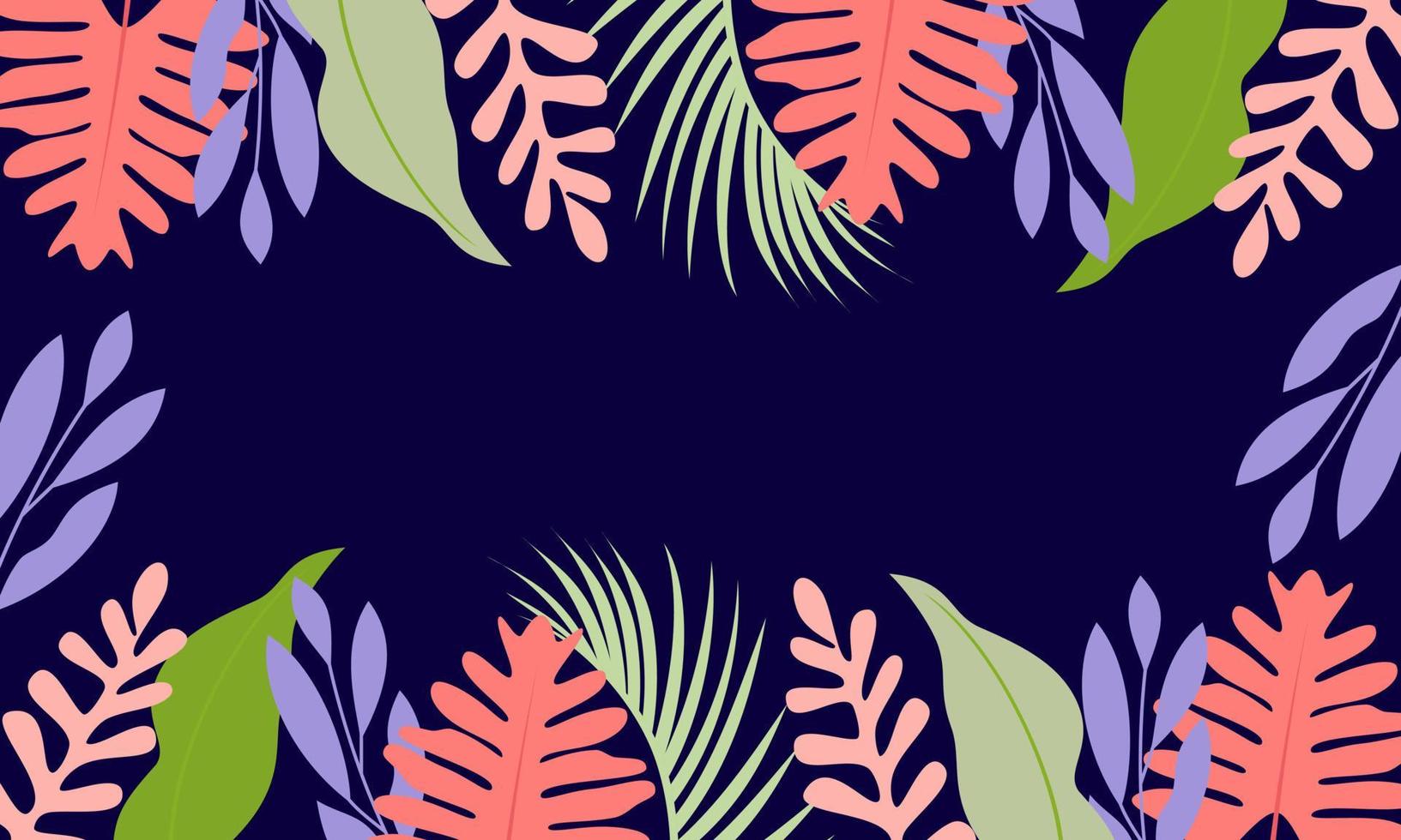 Flat tropical leaves background vector