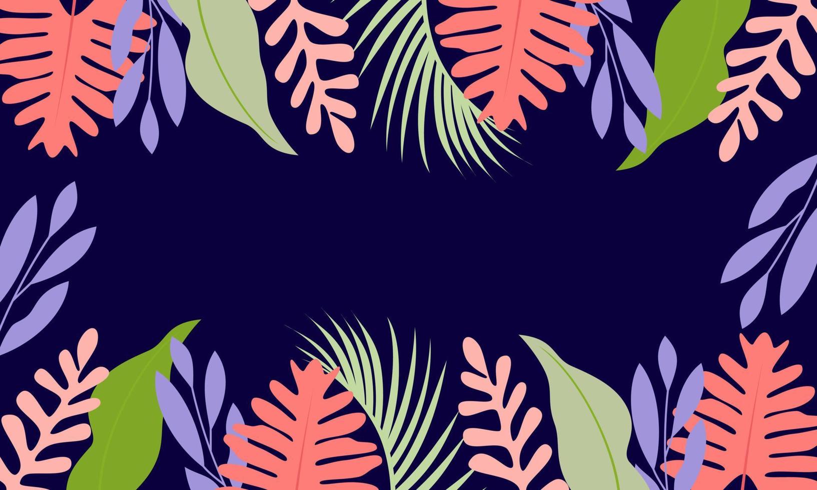 vector de fondo de hojas tropicales planas