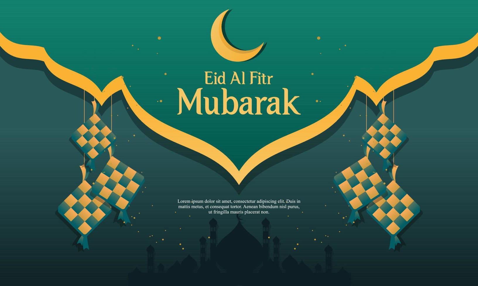 Realistic eid al-fitr ramadan illustration graphic design template vector