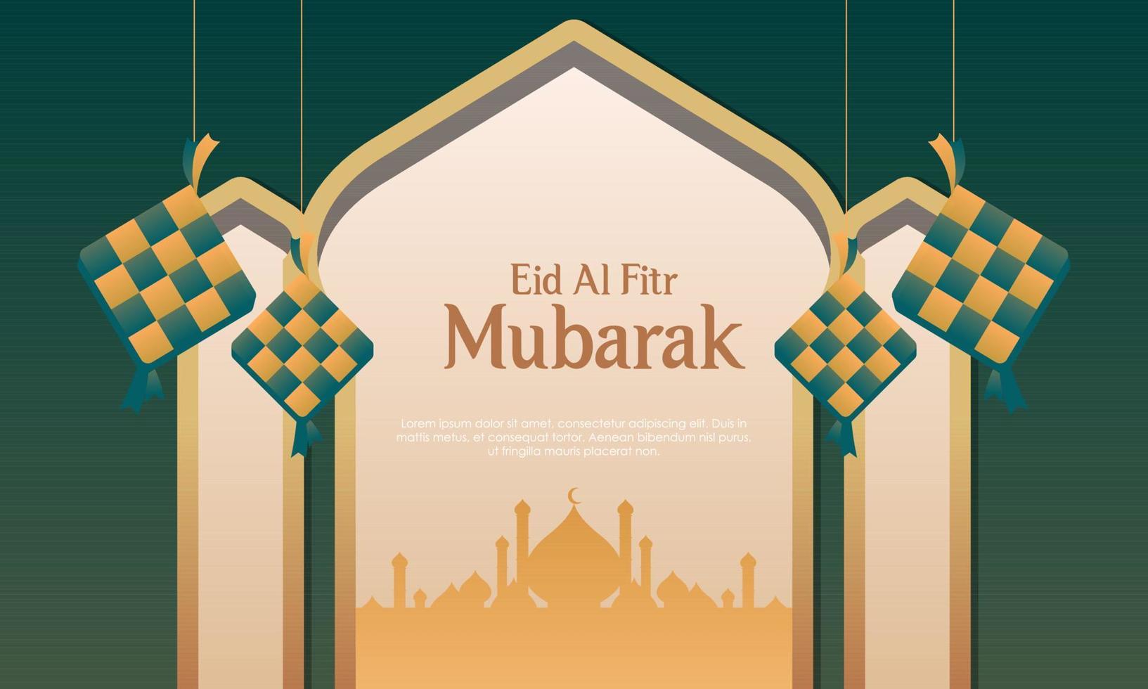 Realistic eid al-fitr ramadan illustration graphic design template vector