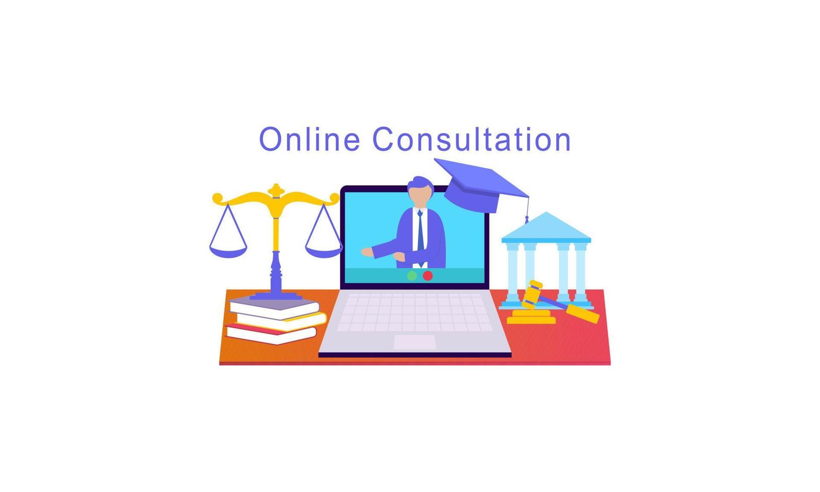 Legal advice online service, lawyer website vector illustration