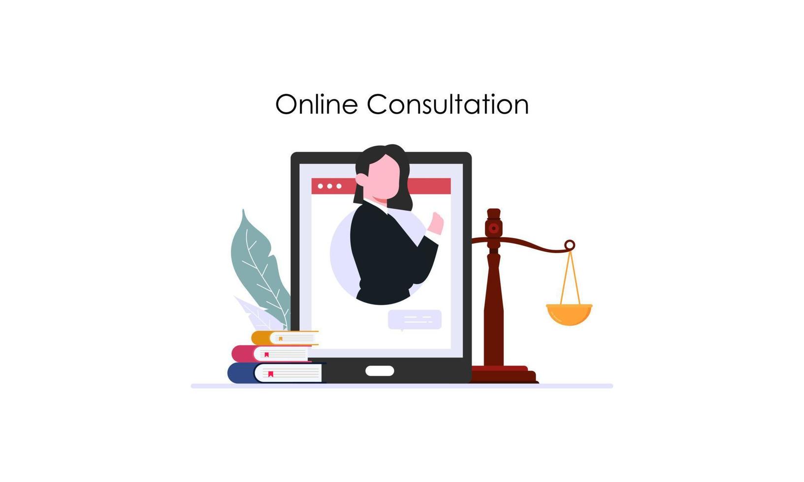 Legal advice online service, lawyer website vector illustration