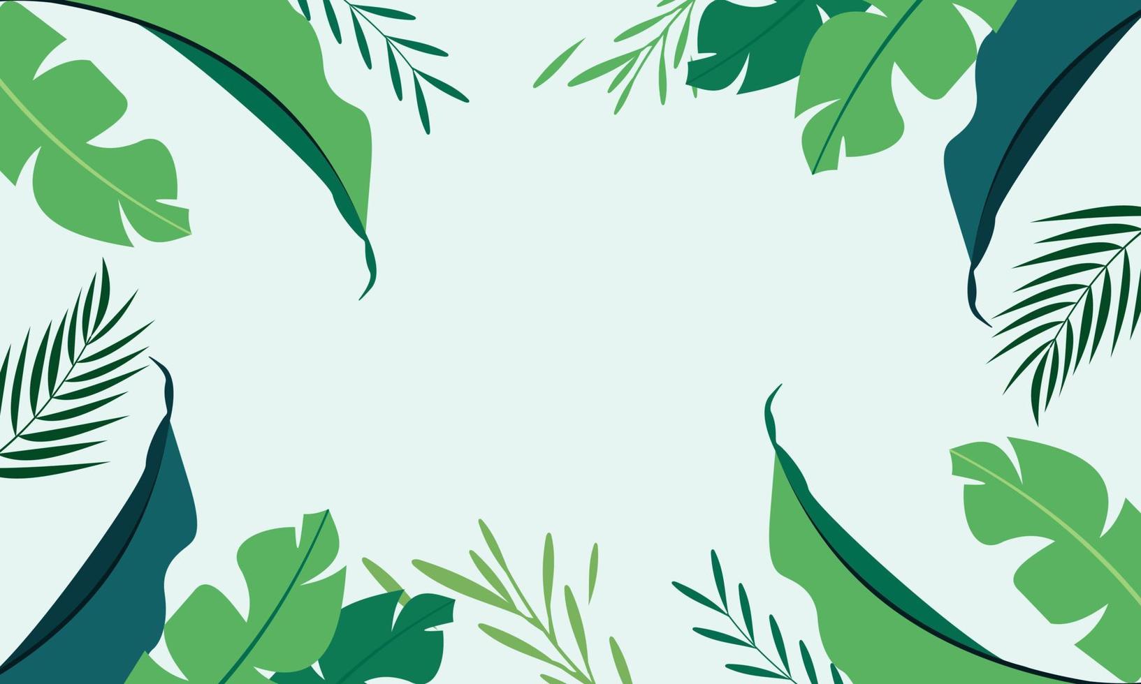 Flat tropical leaves background vector