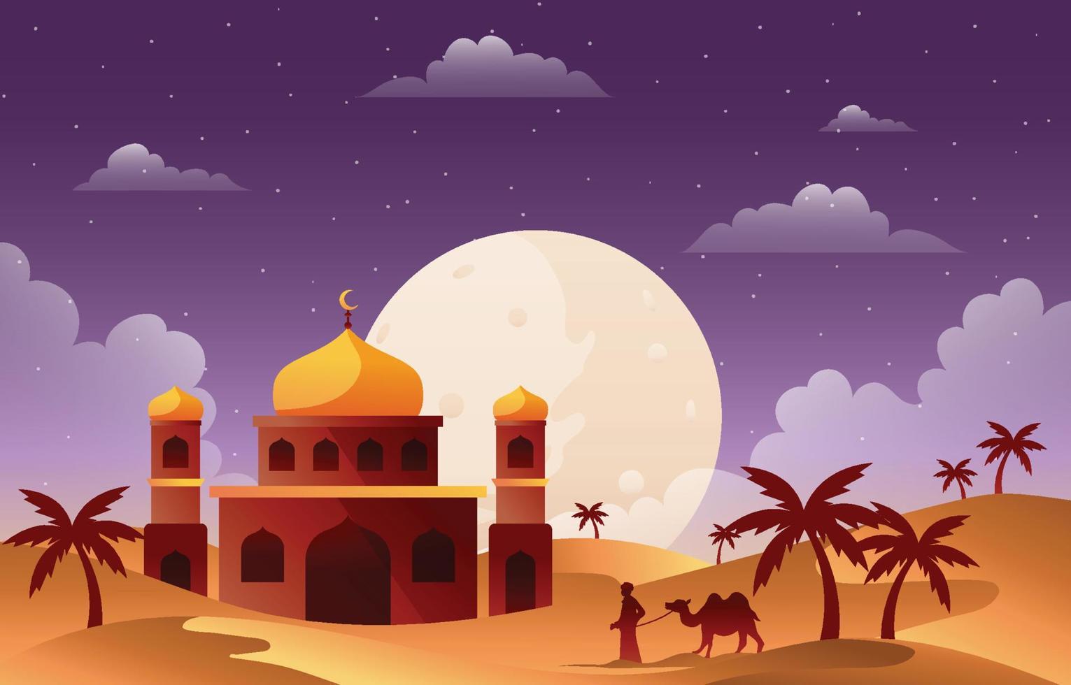 Desert and Mosque Background vector