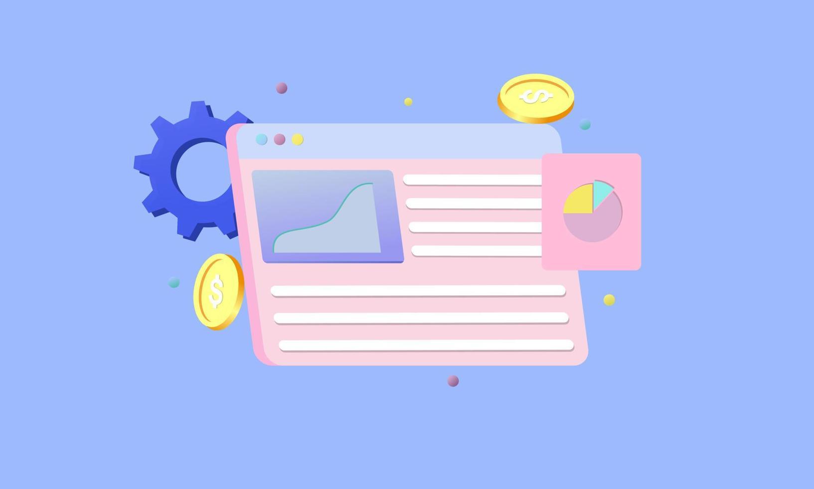 Online marketing, financial report chart, data analysis concept. Tablet with data chart vector