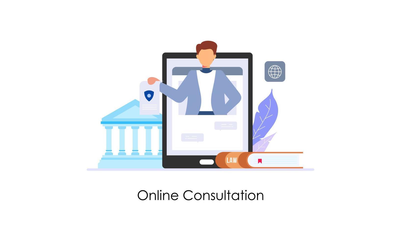 Legal advice online service, lawyer website vector illustration