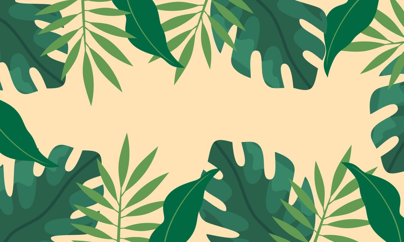Flat tropical leaves background vector
