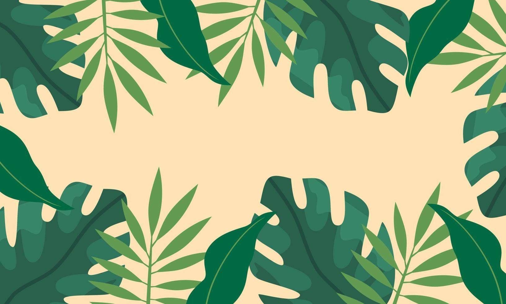 vector de fondo de hojas tropicales planas