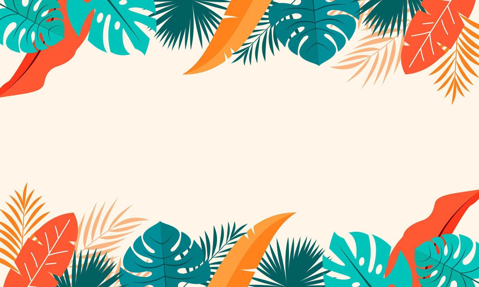 vector de fondo de hojas tropicales planas