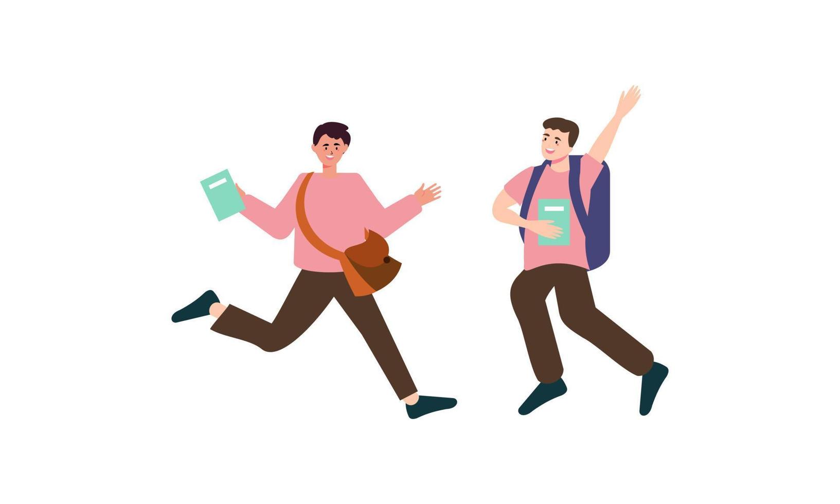 Happy students jumping illustration concept vector