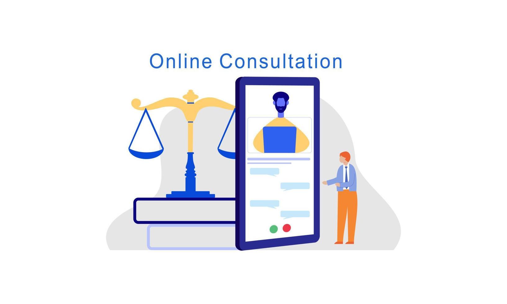 Legal advice online service, lawyer website vector illustration